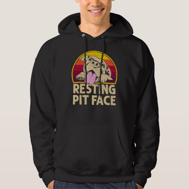 Dog Pitbull Resting Pit Face Funny For Pitbull Lov Hoodie (Front)