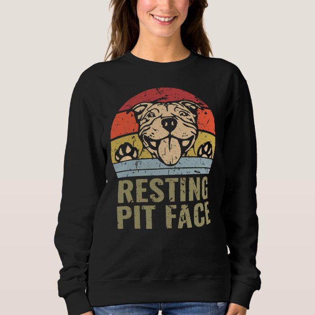 Dog Pitbull Resting Pit Face     Sweatshirt (Front)