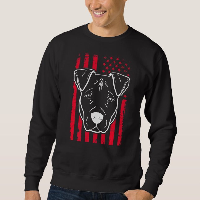 Dog Pitbull Us American Flag  5 Sweatshirt (Front)