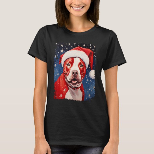 Dog Pitbull Xmas T-Shirt (Front)