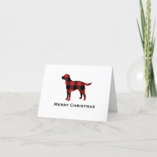 Dog Plaid Buffalo Check Silhouette Christmas Thank You Card