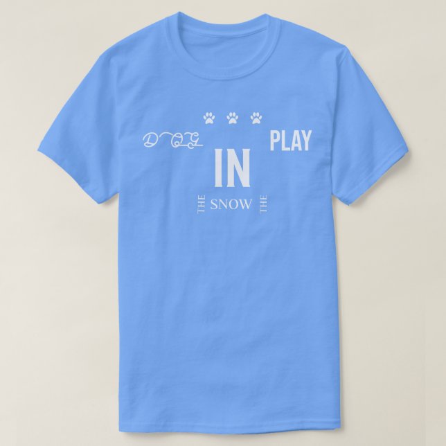 Dog Play In The Snow With Paw Marks T-Shirt (Design Front)