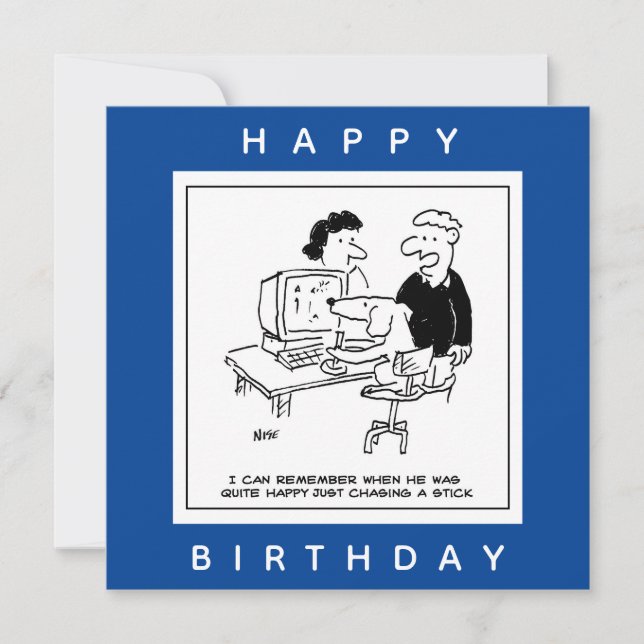 Dog Playing a Computer Game Cartoon Card (Front)