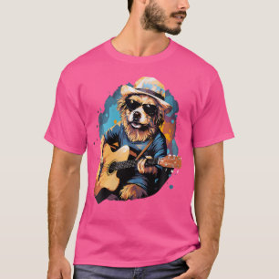 Dog Playing Acoustic Guitar Music Dog Lover Guitar T-Shirt