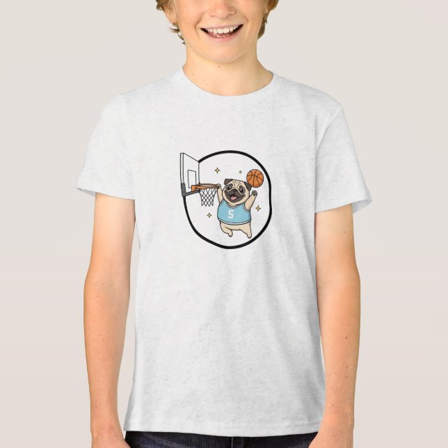 dog playing basketball Tri-Blend shirt (Front)