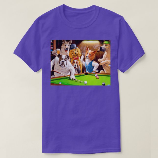 Dog playing billiards T-Shirt (Design Front)