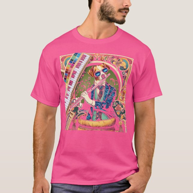 Dog Playing Flute T-Shirt (Front)
