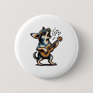 Dog Playing Guitar Singing Chihuahua Funny Dog Mar 6 Cm Round Badge