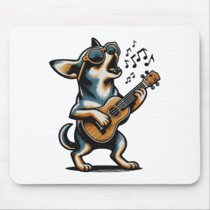 Dog Playing Guitar Singing Chihuahua Funny Dog Mar Mouse Pad