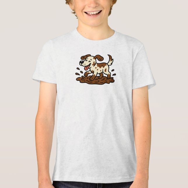 Dog Playing Mud Tri-Blend Shirt (Front)