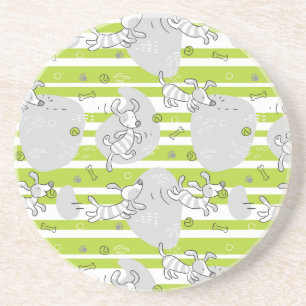 dog playing pattern background coaster