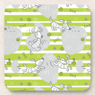 dog playing pattern background coaster