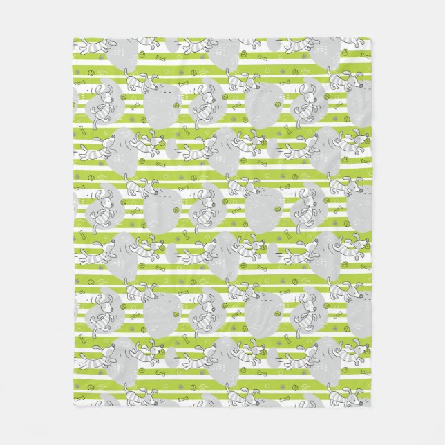 dog playing pattern background fleece blanket (Front)