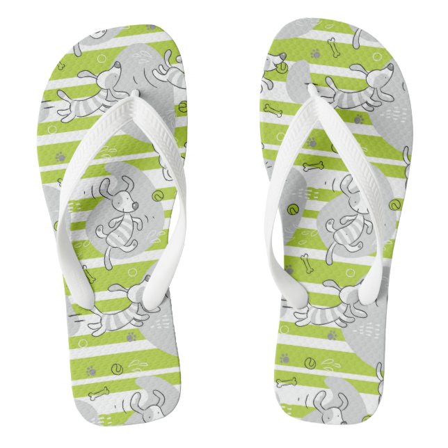 dog playing pattern background jandals (Footbed)