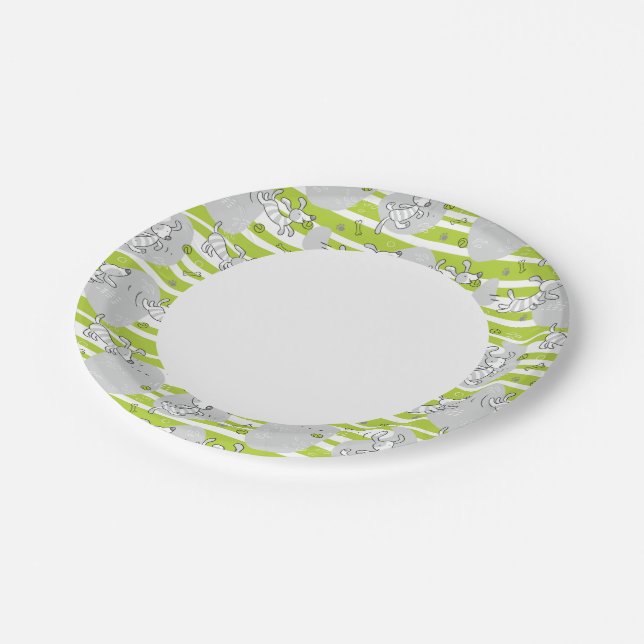dog playing pattern background paper plate (Angled)
