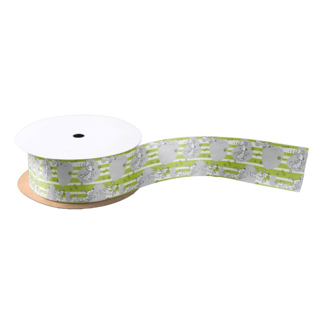 dog playing pattern background satin ribbon (Spool)