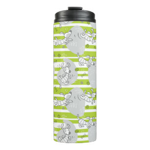 dog playing pattern background thermal tumbler