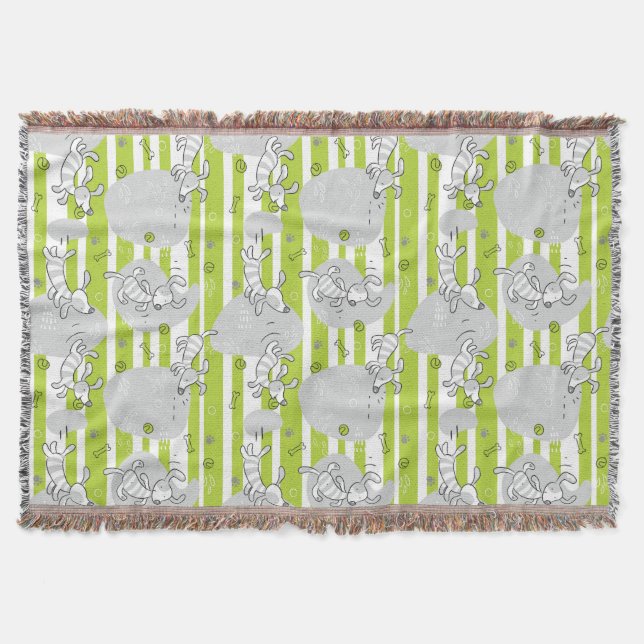 dog playing pattern background throw blanket (Front)