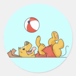 Dog Playing With Ball Tshirts and Gifts Classic Round Sticker