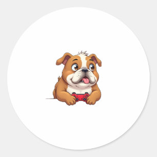Dog Plays Video Games (4) Classic Round Sticker