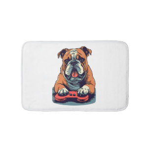 Dog Plays Video Games Bath Mat