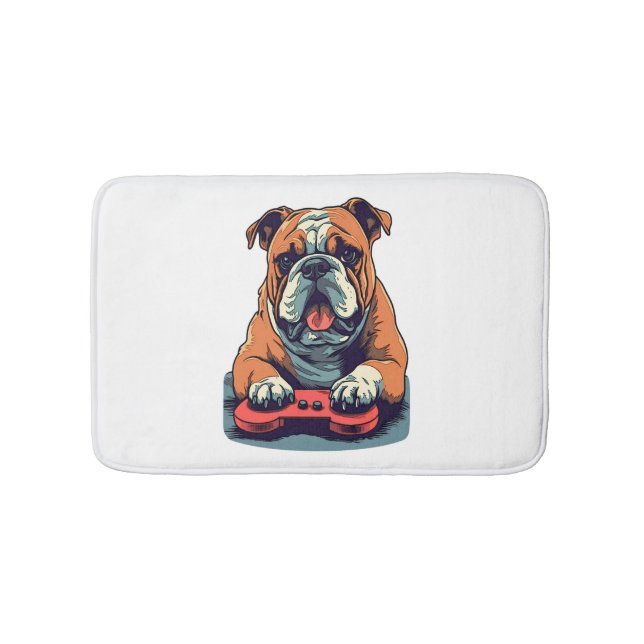Dog Plays Video Games  Bath Mat (Front)