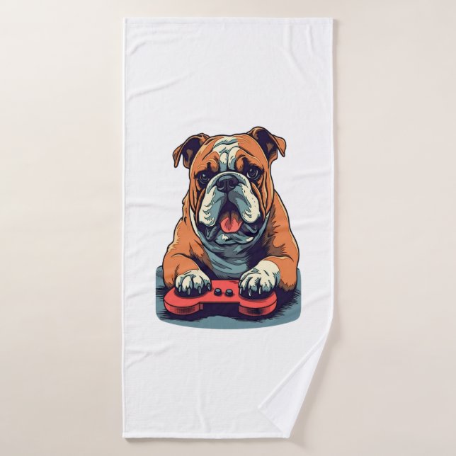 Dog Plays Video Games  Bath Towel (Bath Towel)