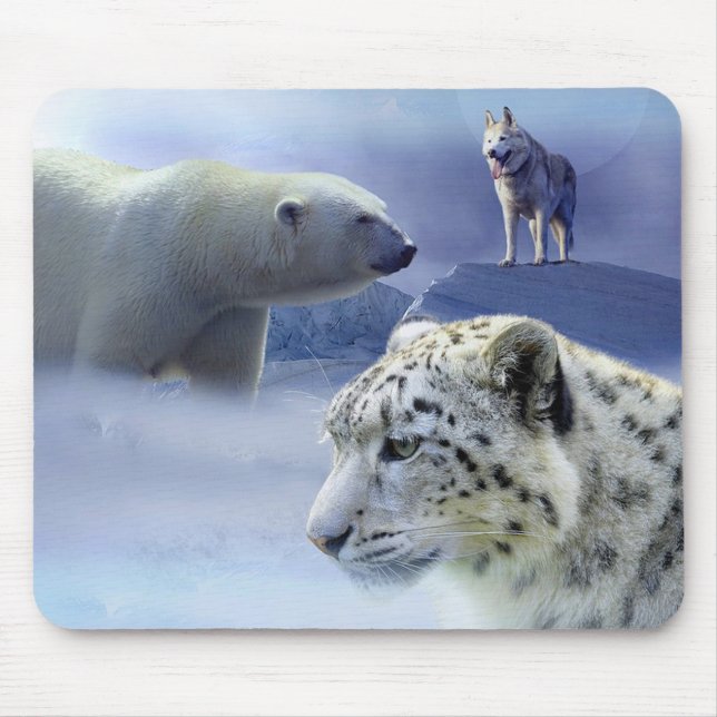 Dog, Polar Bear and Snow Leopard Mouse Pad (Front)
