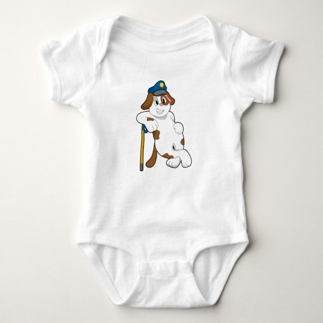 Dog Police officer Police hat Baby Bodysuit (Front)