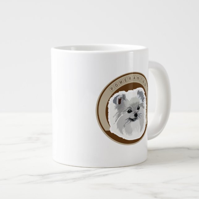 Dog Pomeranian Large Coffee Mug (Front Right)