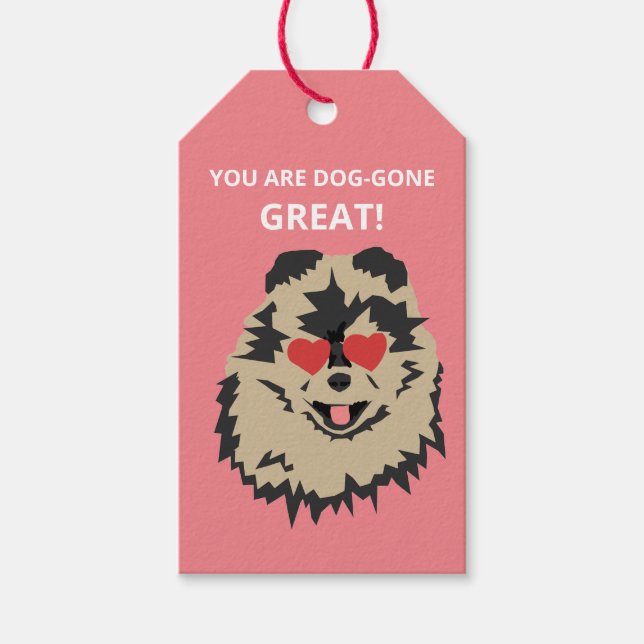 Dog Pomeranian Valentine Gift Tag (Front)