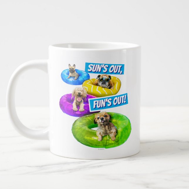 Dog Pool Party Large Coffee Mug (Left)