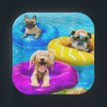 Dog Pool Party Paper Plate<br><div class="desc">Dive in! | Avanti,  the Global Humor Brand™ has been entertaining the world with its Feel Good Funny greeting cards for over 40 years. Our characters live life to the fullest and celebrate the humor in everyday life.</div>
