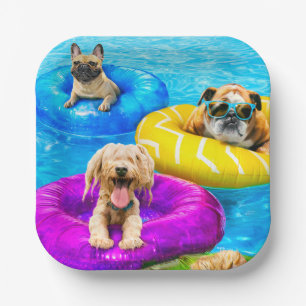 Dog Pool Party Paper Plate