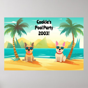 Dog Pool Party Photobooth Backdrop   Customisable  Poster
