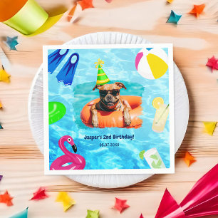 Dog Pool Party Puppy Pawty Birthday Napkin