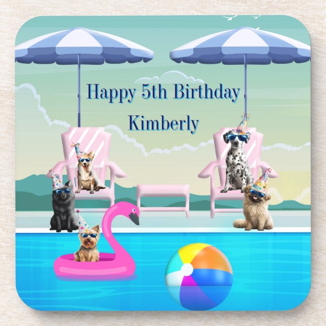 Dog Pool Pawty Coaster (Front)