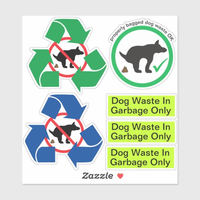 Dog Poop Sticker Set Recycle Yard Waste Garbage (Sheet)