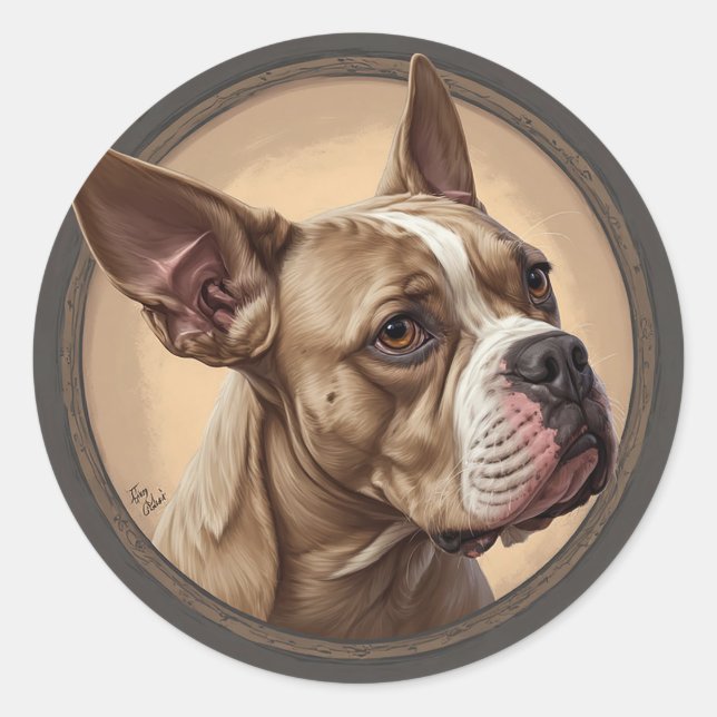 Dog Portrait Abstract Art Classic Round Sticker (Front)
