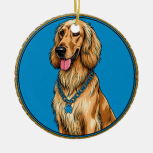 Dog Portrait Elegant Vintage Pet Art 💛 Ceramic Tree Decoration