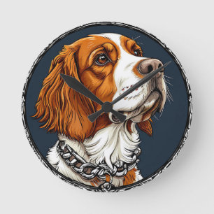 Dog Portrait Emphasizing Detail Round Clock