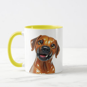 Dog Portrait Glossy Ceramic Puppy Warm Brown Pet L Mug