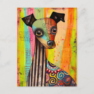 dog portrait in pop-art style with a mix postcard
