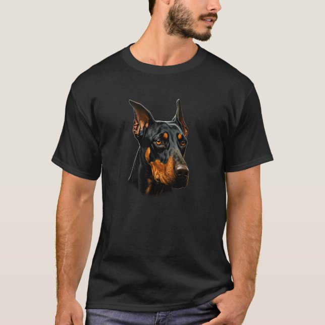 Dog portrait of Dobie minpin Doberman Pinscher T-Shirt (Front)