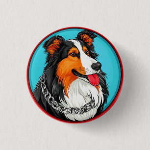 Dog Portrait Ornate Artistic Style 3 Cm Round Badge