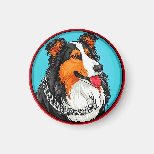 Dog Portrait Ornate Artistic Style Magnet (Front)