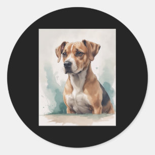 Dog Portrait Watercolor Classic Round Sticker
