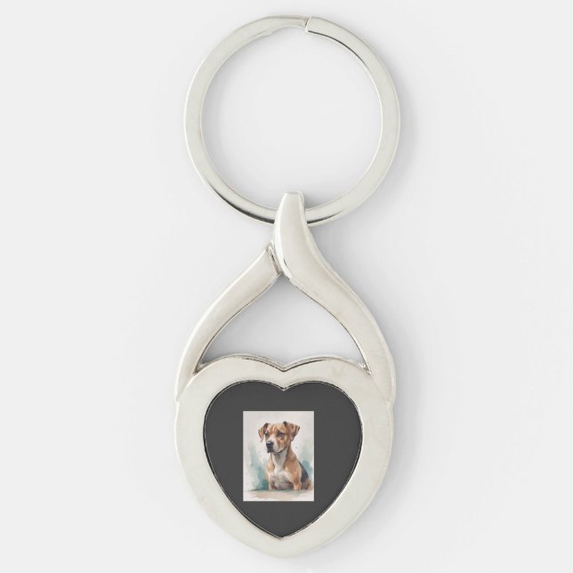 Dog Portrait Watercolor Key Ring (Front)
