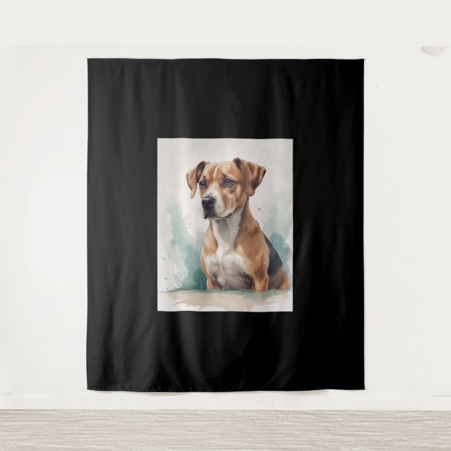 Dog Portrait Watercolor Tapestry (Front)