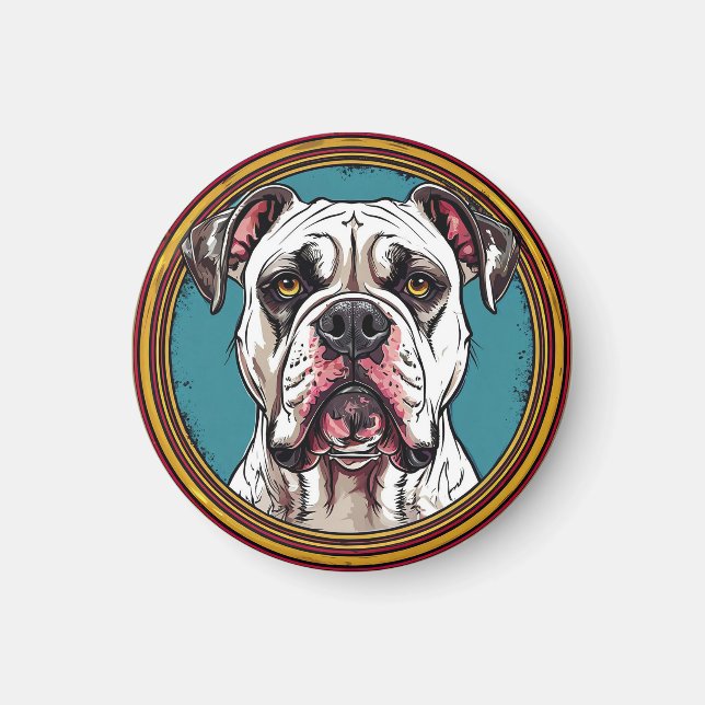 Dog Portrait with Mosaic-Inspired Background Magnet (Front)